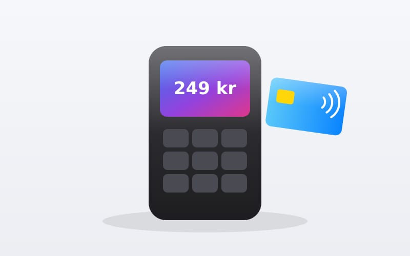 Illustration av en kortterminal med betalkort